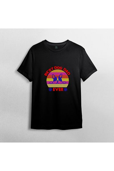 Pixxa Best Dog Dad Ever Dog Dad 100% Cotton Crew Neck T-Shirt Model - 1