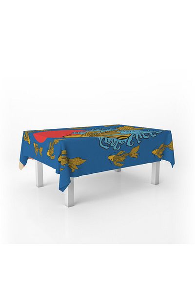 ZELAL Față de masă decorativă cu model Koi, practică, fără griji