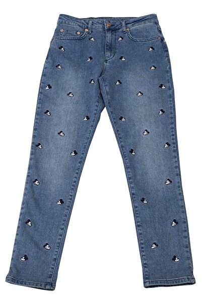 Mıckey Lisanslı Nakış Detaylı Denim Jeans