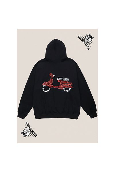 MarkaTurko ENJOY THE RIDE custom design back printed Black Hooded unisex Sweatshirt 5000X