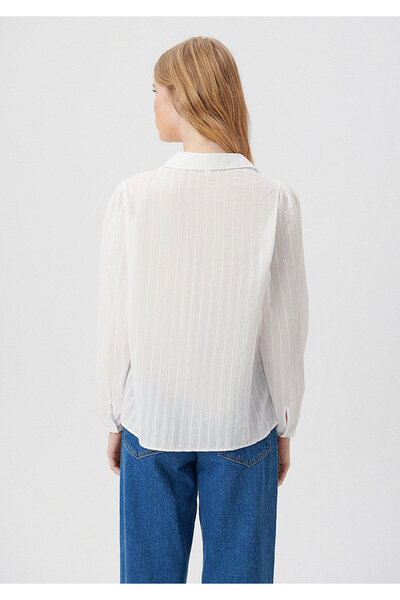 Mavi Cămașă albă cu detaliu de broderie Croială normală / Croială normală 1210619-70057