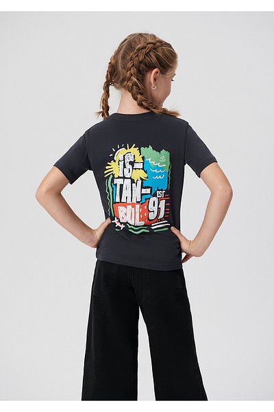 Mavi Graues T-Shirt mit Istanbul-Aufdruck, reguläre Passform / normaler Schnitt 7610122-70087