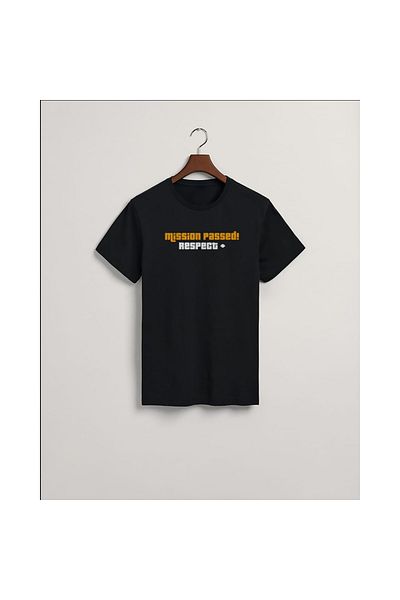 MarkaTurko Tricou cu design special din bumbac pieptănat negru Mission Respect 2904