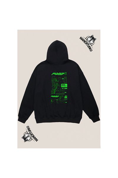 MarkaTurko FİLİVER Custom Design Back Printed Black Hooded Unisex Sweatshirt 1505-7