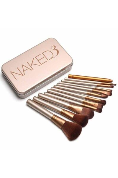 Genel Markalar 12'li Bambu Saplı Özel Metal Kutusunda Makyaj Fırça Seti & 5'li Latex Makyaj Süngeri