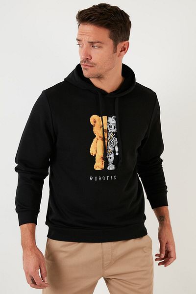 Buratti Print Detailed Cotton Hooded Slim Fit Men's Sweat 5905236