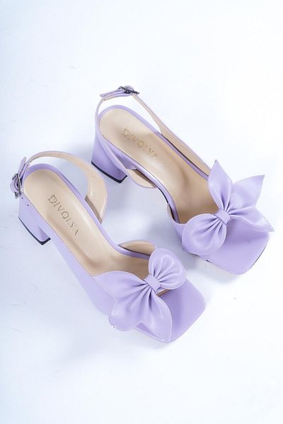 DİVOLYA Sandale cu toc Ribbo Lilac Bow (6CM).