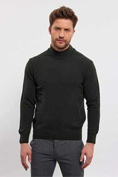 Livio Ferri Ανδρικό μάλλινο πλεκτό πουλόβερ με κανονική εφαρμογή με μισό ζιβάγκο