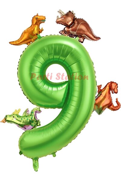 Parti Station Dinozor Konsept Yeşil Rakam 9 Yaş Balon Yeşil Renk Dinazor Yaş ...
