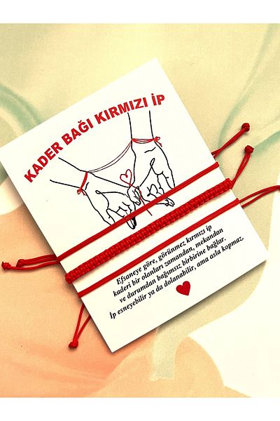 Farah Butik Unisex Link of Destiny Red Thread - Pack of 2 Macrame Detailed-Luck Bracelet-Couple Bracelet