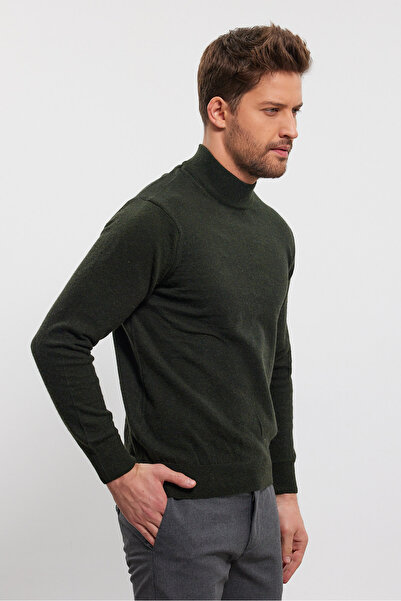 Livio Ferri Ανδρικό μάλλινο πλεκτό πουλόβερ με κανονική εφαρμογή με μισό ζιβάγκο