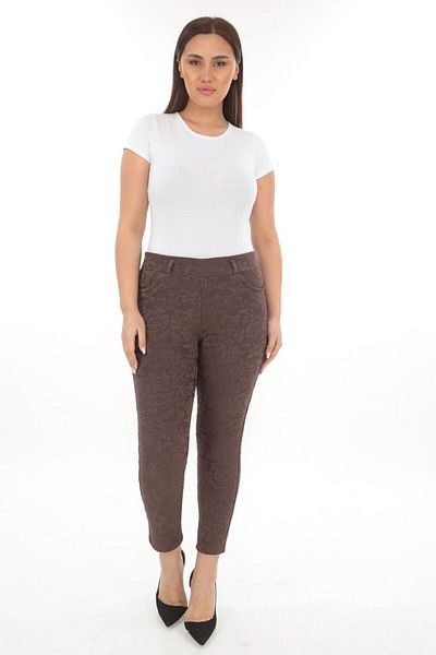 AKŞEN GİYİM Large Size High Waist Full Lycra One Size Slimming Magic Jacquard Fabric Trousers