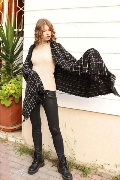 emybox Tasseled Boucle Shawl Spring Winter Autumn Multicolor Shawl Scarf For Shoulder And Neck