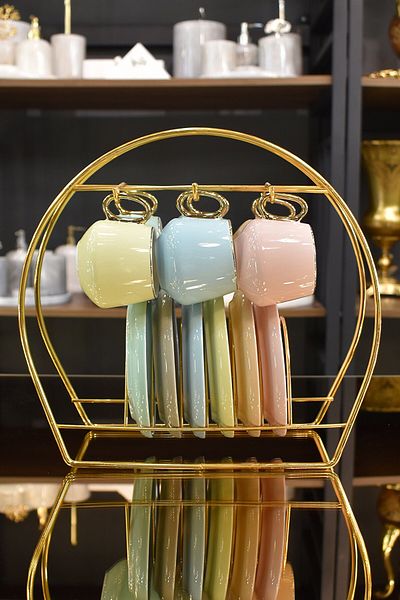 Tugomer 6-Piece Decorative Cup Hanger - Vip Gold Metal Presentation Cup Stand
