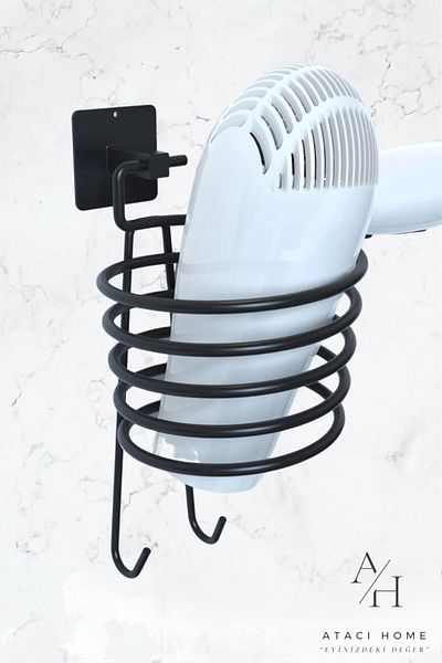 ATACI 2-Pece Bathroom Organizer - Αξεσουάρ μπάνιου με αυτοκόλλητο, ράφι και κρεμάστρα για στεγνωτήρα