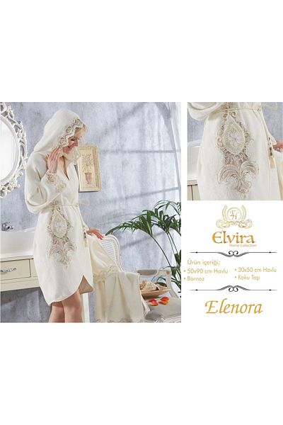 ELVİRAHOME ELVİRA Elenora Luxury French Lace Honeymoon Bathrobe