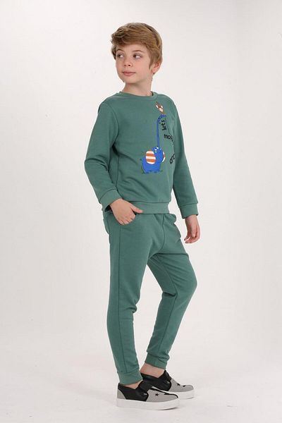 LupiaKids مجموعة علوية وسفلية للأولاد باللون الأخضر القرد LP-23WIN-031