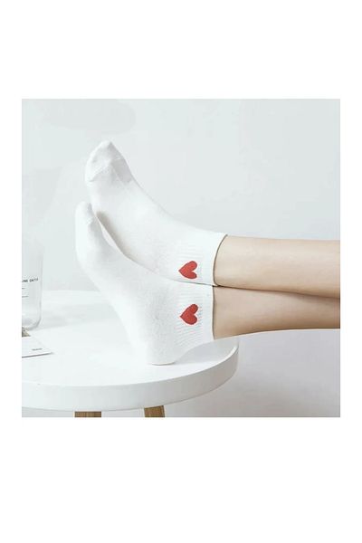 REYNBOO SOCKS Комплект от 5 чифта дамски чорапи до глезена с шарка на сърце, различни цветове