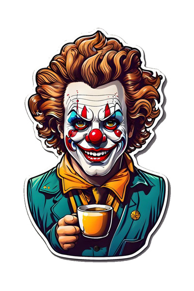 MegaSticker جوكر كوفي سيارة، دراجة نارية، خوذة، كمبيوتر محمول، ملصق زجاجي 13x...