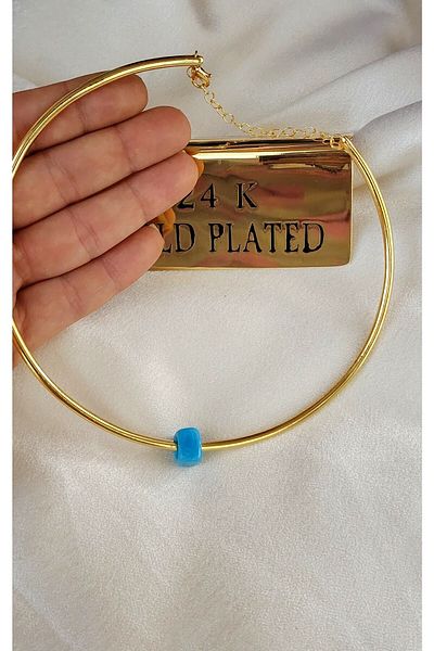 WONDER TOUCH Choker, Blue Glass Bead Necklace, Evil Eye Bead Necklace, Muran Square Glass Necklace