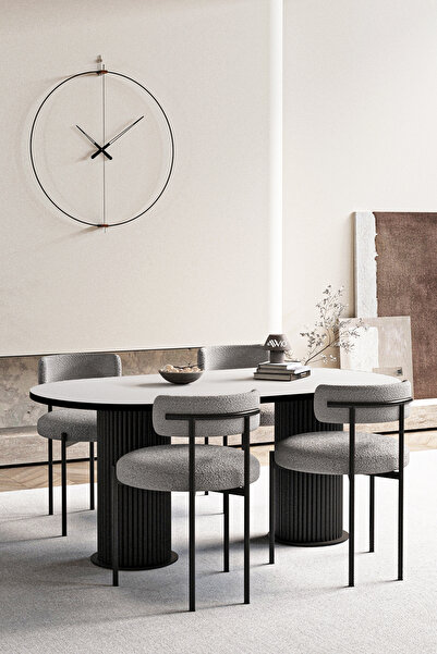 AVVİO Roomy Ptt Silindir Ayak 80x160 Oval Yemek Masası Mutfak Masası Masa San...