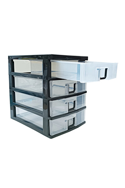 Microcase 4 Gözlü Plastik Çekmeceli Takı Bileklik Evrak Organizer - AL3186 (S...