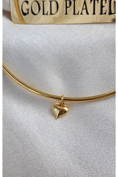 WONDER TOUCH Women's Choker Heart Necklace, domed Heart Necklace, wire Neck Necklace, jewelry, accessory, minimal Heart