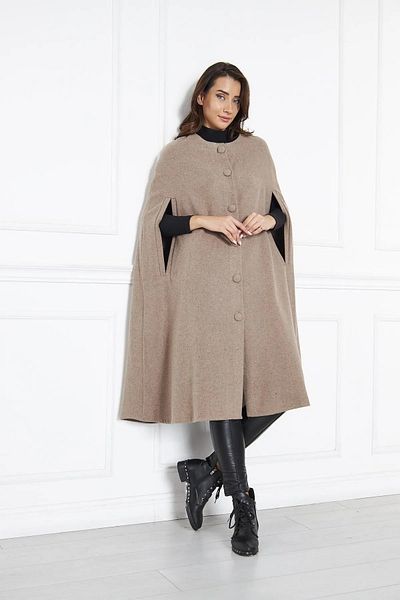 ensade Beige Stamped Cloak Poncho