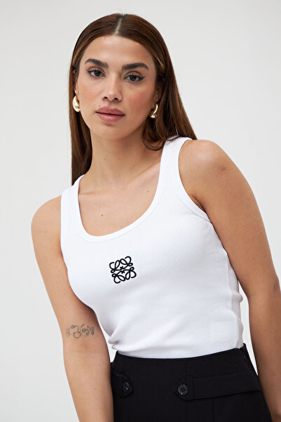 Laluvia Λευκό τετράγωνο εσώρουχο κέντημα