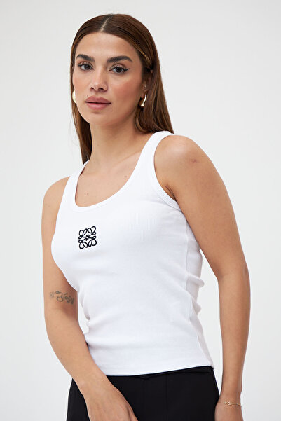 Laluvia Λευκό τετράγωνο εσώρουχο κέντημα