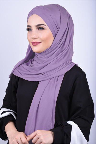 Nowa Scarf شال حجاب جاهز من القطن الممشط بثلاثة خطوط أرجواني