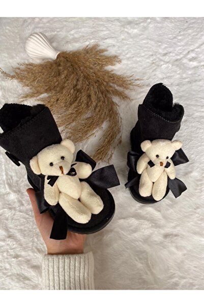 Portakal Bebek Içi Yünlü Taba Süet Ayıcık Aksesuarlı Düğmeli Bot ( En Az 1 No Büyük Sipariş Ediniz)