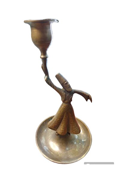 Dedemin Antikaları Antika Pirinç Mevlana Model Mumluk