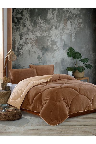 NANOSOFT King Size Brown Welsoft Quilt 220x240