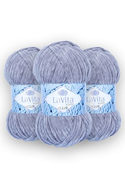 LaVita Yarn Velur Baby 3 Pack Amigurumi Hand Knitting Yarn Taka Yarn (6001-grey)