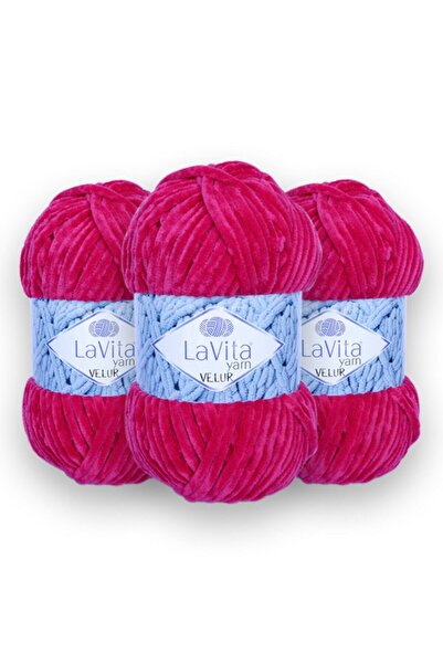 LaVita Yarn فيلور بيبي - 3 قطع من خيوط الحياكة اليدوية الوردية أميجورومي 4136