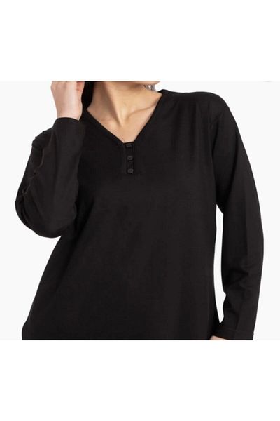 ECE GİYİM Βισκόζη V Neck Lycra Mother Χτενισμένη Βαμβακερή Μπλούζα