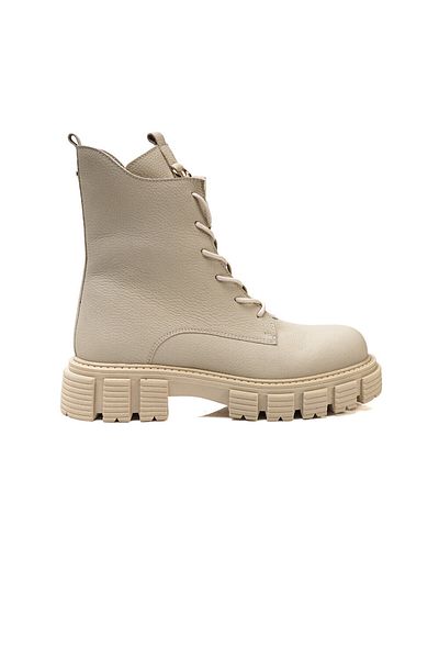 Greyder Women's Ecru Genuine Leather Military Boots 3k2yb32770