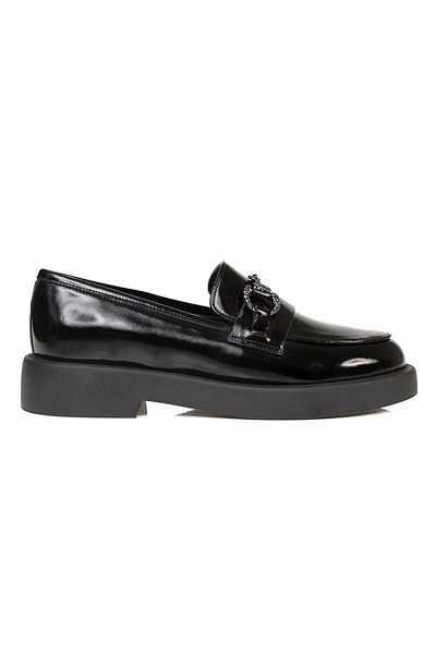 Greyder Women's Black Patent Leather Genuine Leather Loafer Shoes 3k2ua72133