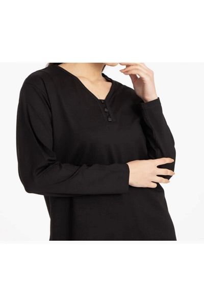 ECE GİYİM Βισκόζη V Neck Lycra Mother Χτενισμένη Βαμβακερή Μπλούζα