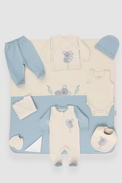 Bebitof Koala Embroidered 10 Piece Hospital Discharge Bodysuit Set 100% Cotton