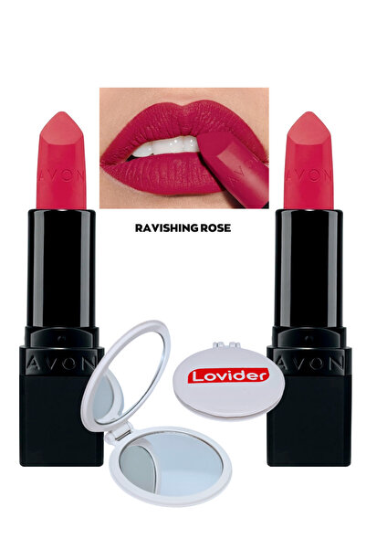 AVON Ultra Mat Ruj Ravishing Rose 2'li + Lovider Cep Aynası