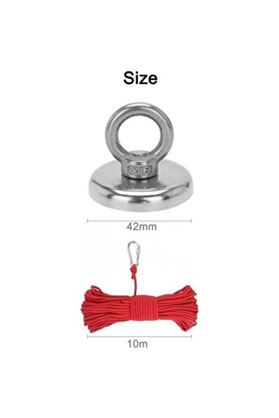 AYMAGNET Güçlü Halkalı Neodyum Pot Mıknatıs Ve Halat-42mm Çap-vida Çivi Topla...
