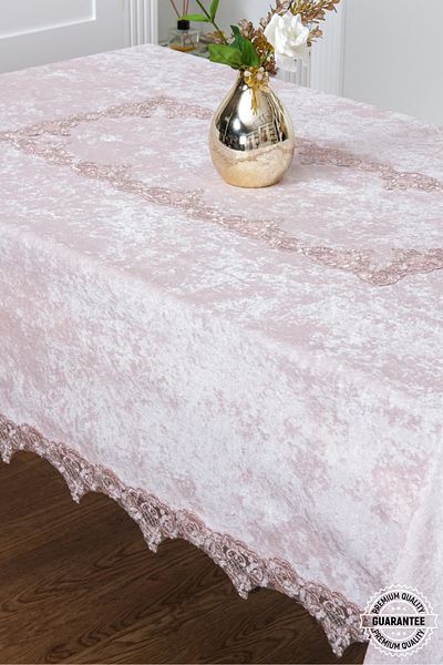 Finezza Pera Lüx Lace Velvet Fabric Powder Tablecloth 160x220 Cm - 1007