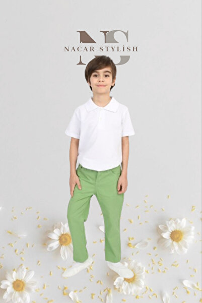 Nacar Erkek Çocuk 23 Nisan Kıyafeti Kostüm Pantolon Kısa Kol Polo Yaka Beyaz ...