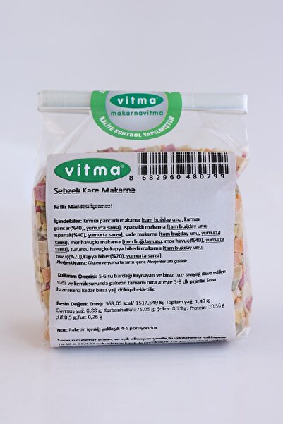 Vitma Sebzeli Kare Makarna 200gr