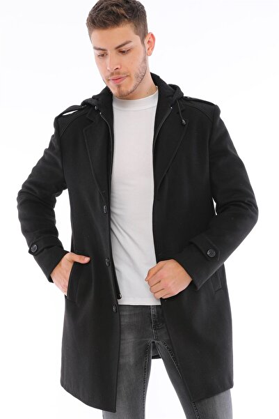 Dewberry PLT8401 ERKEK PALTO-SİYAH
