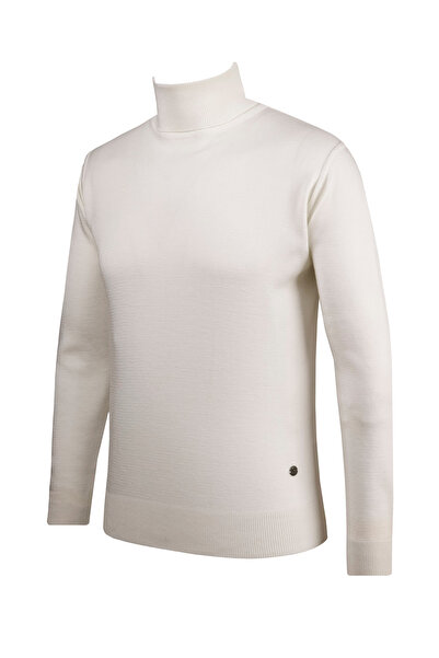 Çizgi Triko Чоловічий трикотажний светр з рибальським коміром, прямими рукавами та еластичним поясом, класичний крій