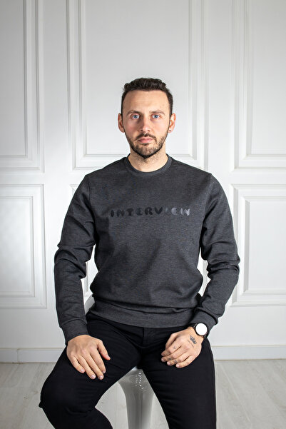 Sarar İnterview Sarar O Yaka Baskılı Koyu Gri Sweatshirt