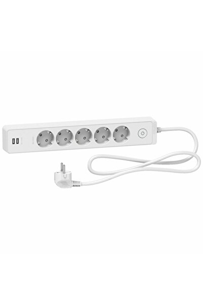 Schneider Electric Unica 5li 3 Metre USB Girişli Grup Priz Anahtarlı ST945U3W